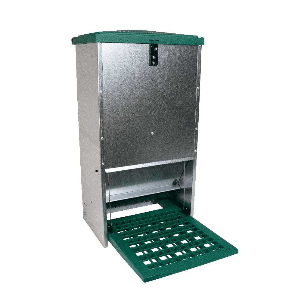 Alimentazione automatica del filo per polli e altri pollame- metallo inossidabile zincato e plastica protetta da UV -, 9+ Hens - 44 Pounds of Feed