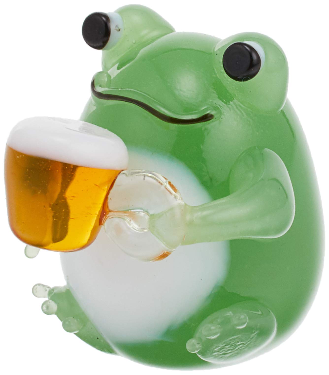 Amazon｜かわいらしい ガラス細工 丸型 カエルのビール 180002