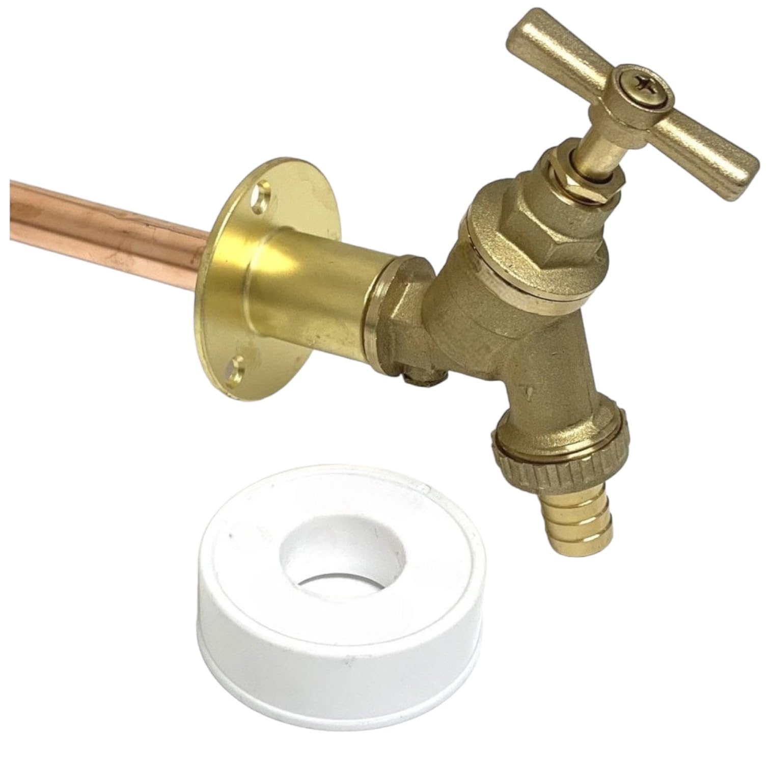 Duraplast UK Garden TAP with Compression WALLPLATE Elbow (Copper 15mm)