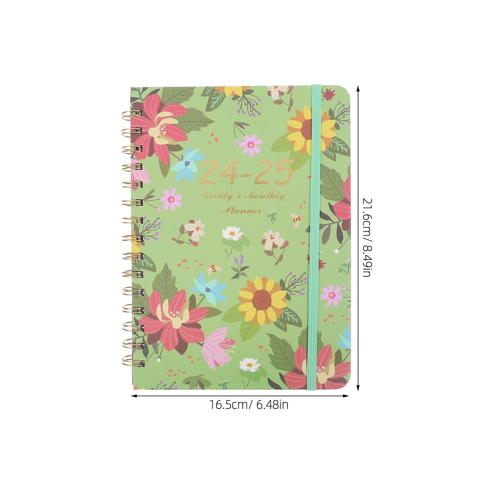 Agenda Semanal y Mensual con Espiral Planificador Portátil con Diseño Floral para Oficina Escuela y Uso Personal