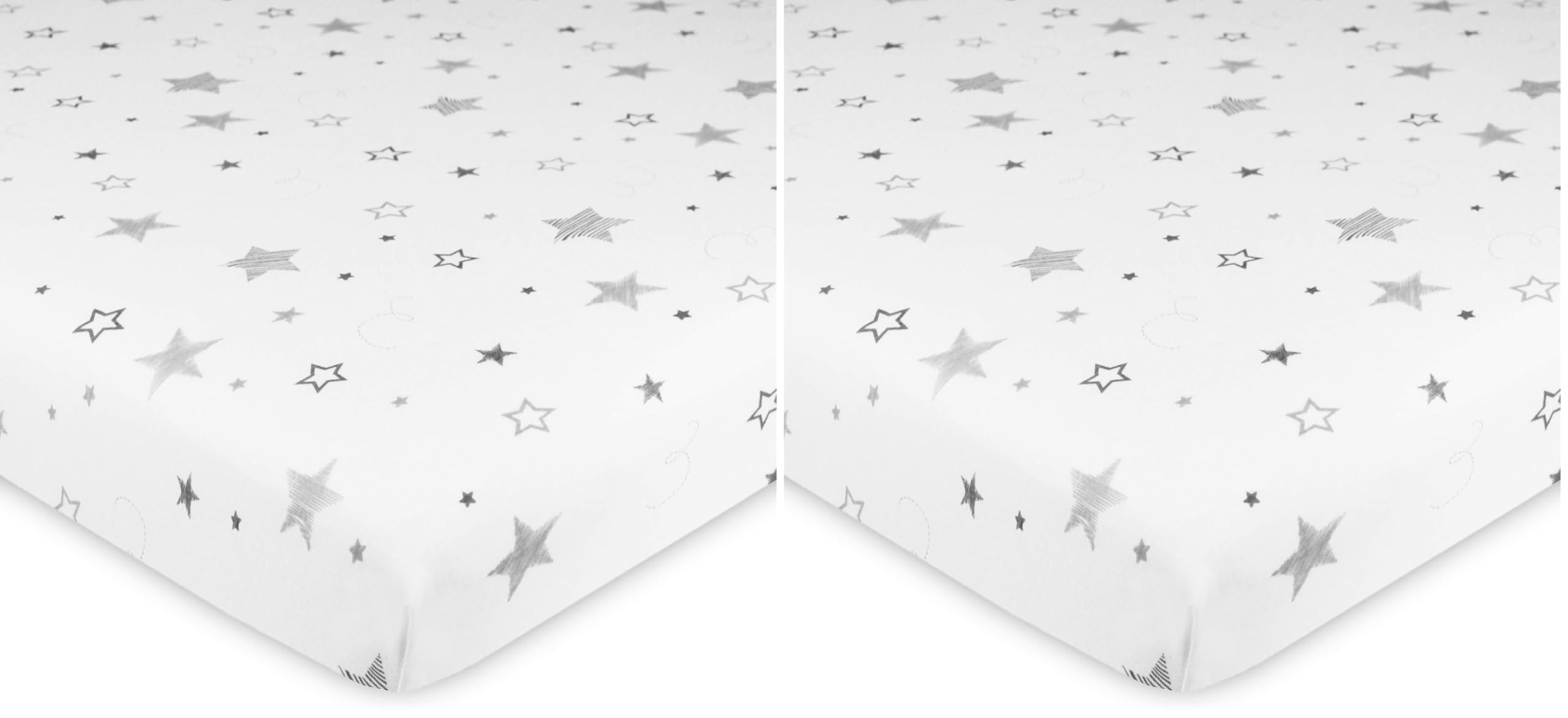 TL Care 100% Natural Cotton Fitted Pack and Play Sheet 39" x 27" - Soft &amp; Breathable Pack N Play Sheet for Playpen, Playard &amp; Mini Crib Mattress, Super Stars, for Boys &amp; Girls (Pack of 2)