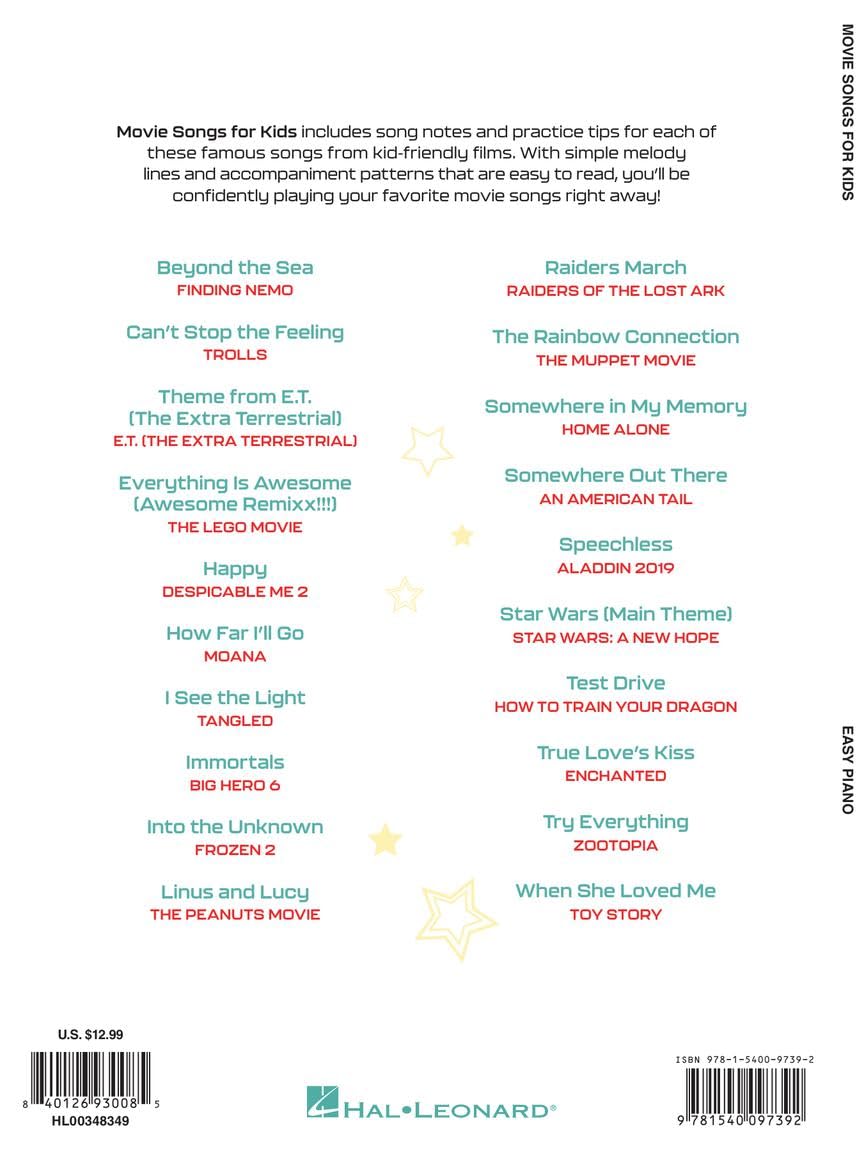 Movie Songs for Kids Easy Piano Songbook with Lyrics | 20 Fun Songs from Trolls, Moana, Frozen 2, Toy Story and More | Hal Leonard Sheet Music for Beginners and Young Pianists - Image 7