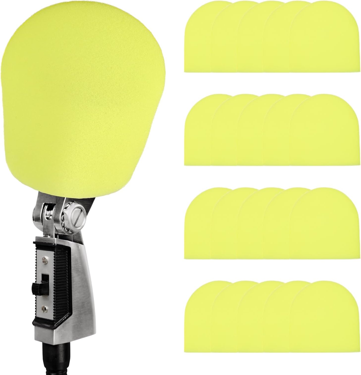 sourcing map 20Pcs PodMic Filter Foam Cover, Microphone Covers Foam Classic Retro Dynamic Vocal Microphone Windscreen Mic Covers for KTV, Recording Room, Stage Performance, Yellow