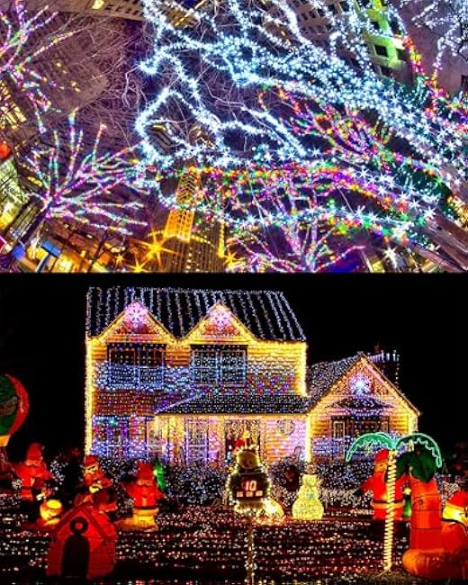 8 Pack Solar String Lights Outdoor Waterproof Each 240 Led 78ft Solar Fairy Lights Outdoor 8 Mode Led Tree Waterproof Copper Wire Garden Yard(Multicolor)