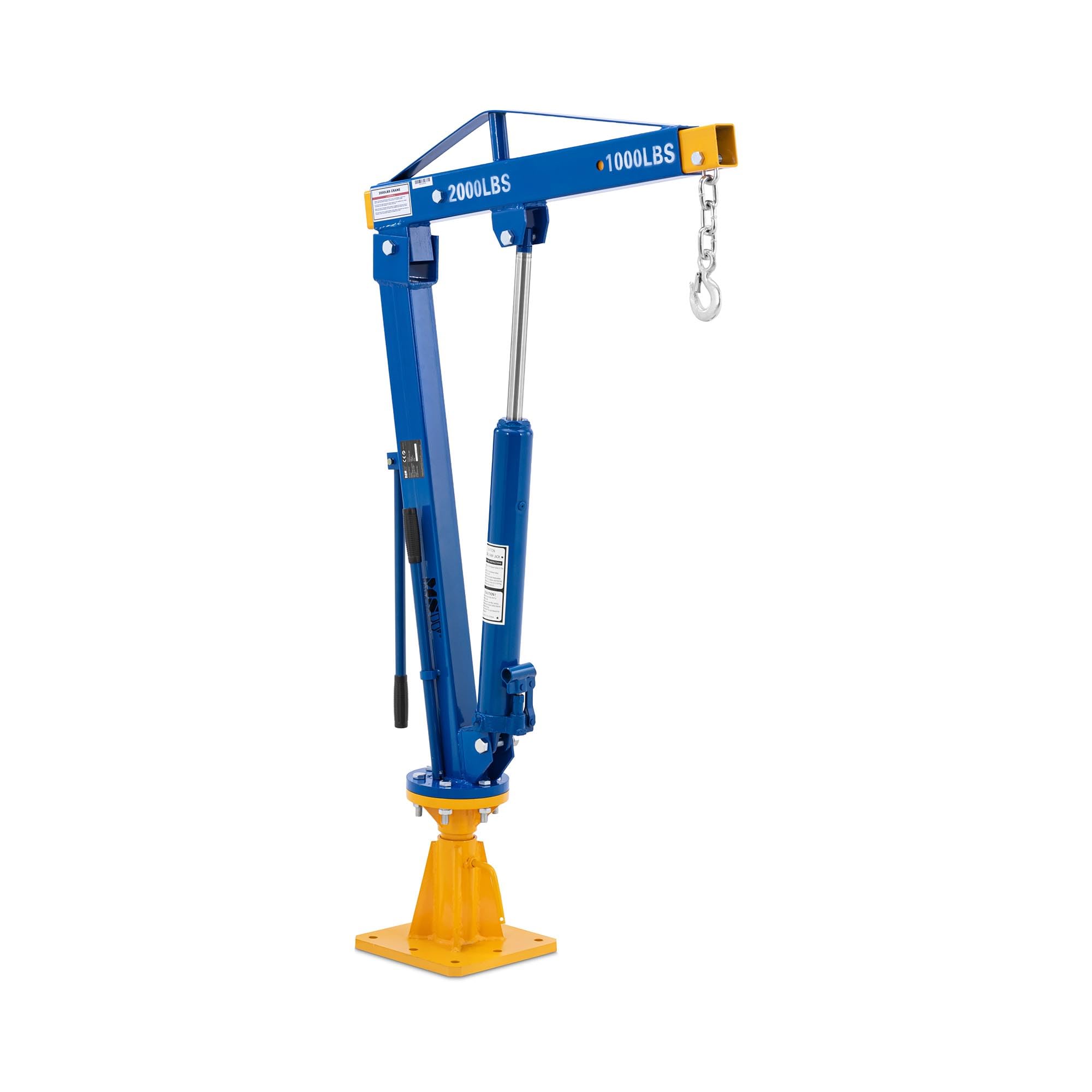 MSW Grue d'atelier hydraulique jusqu'à 900 kg, bras réglable 83-121,5 cm, anneau rotatif 360°, base stable pré-percée, chèvre de levage, pour chargement camionnette ou pick up