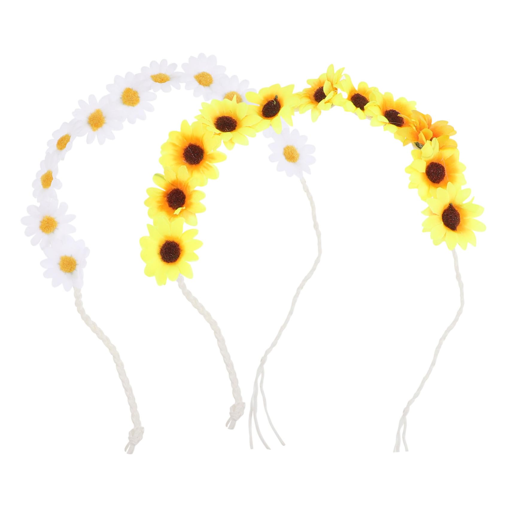 Veemoon 2 pièces Bandeau Fleur Doux Mariage Halloween Plage Accessoire Cheveux Élégant Durable et Peau Friendly Lot Jaune Blanc