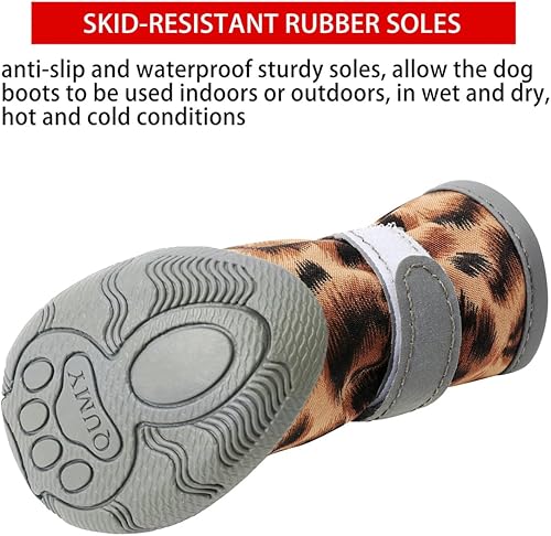 Miniatura 4 de QUMY - Botas para perros pequeños y cachorros, impermeables, para la nieve del invierno, con franja reflectante, suaves y cómodas, con suela de goma