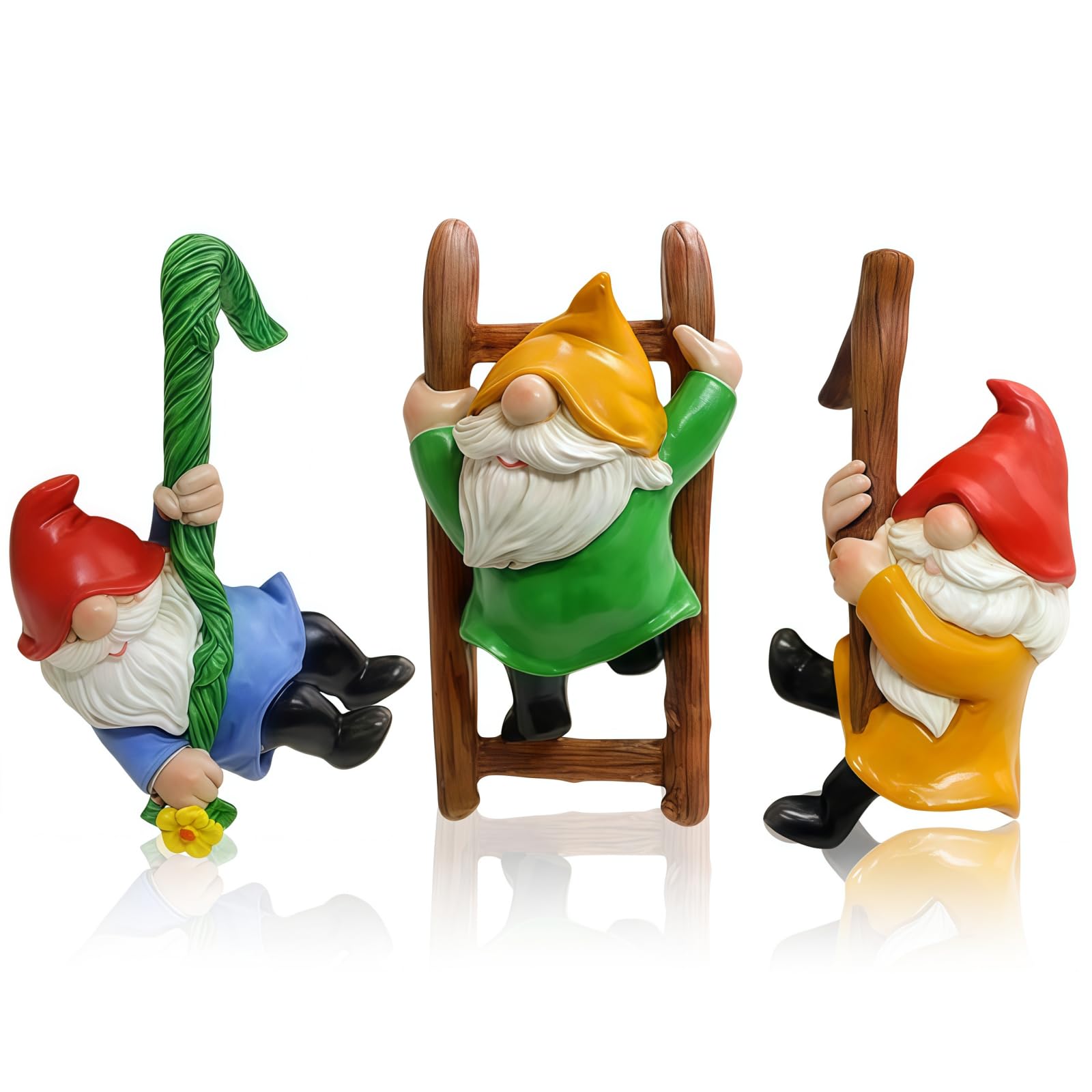 Gnomes Garden Ornaments,Resin Gnome Pot Huggers for Flower Planters(3Pcs)