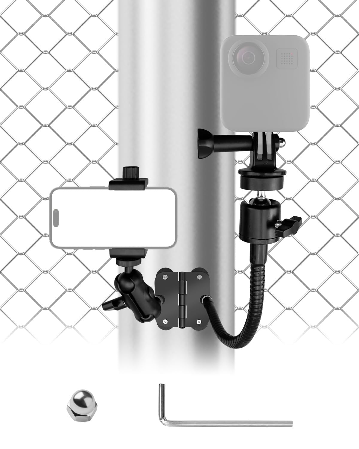 Magnetische Zaunhalterung mit 4 Magneten, kompatibel mit GoPro Mevo Start Insta360 Telefon, Game Changer Befestigungsset fest befestigt, Magnet Kamera Zaunhalter für Baseball Softball Tennis
