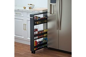 MUSEHOMEINC Compact Space Kitchen Pantry,3-Tier Kitchen Removable Storage Cart