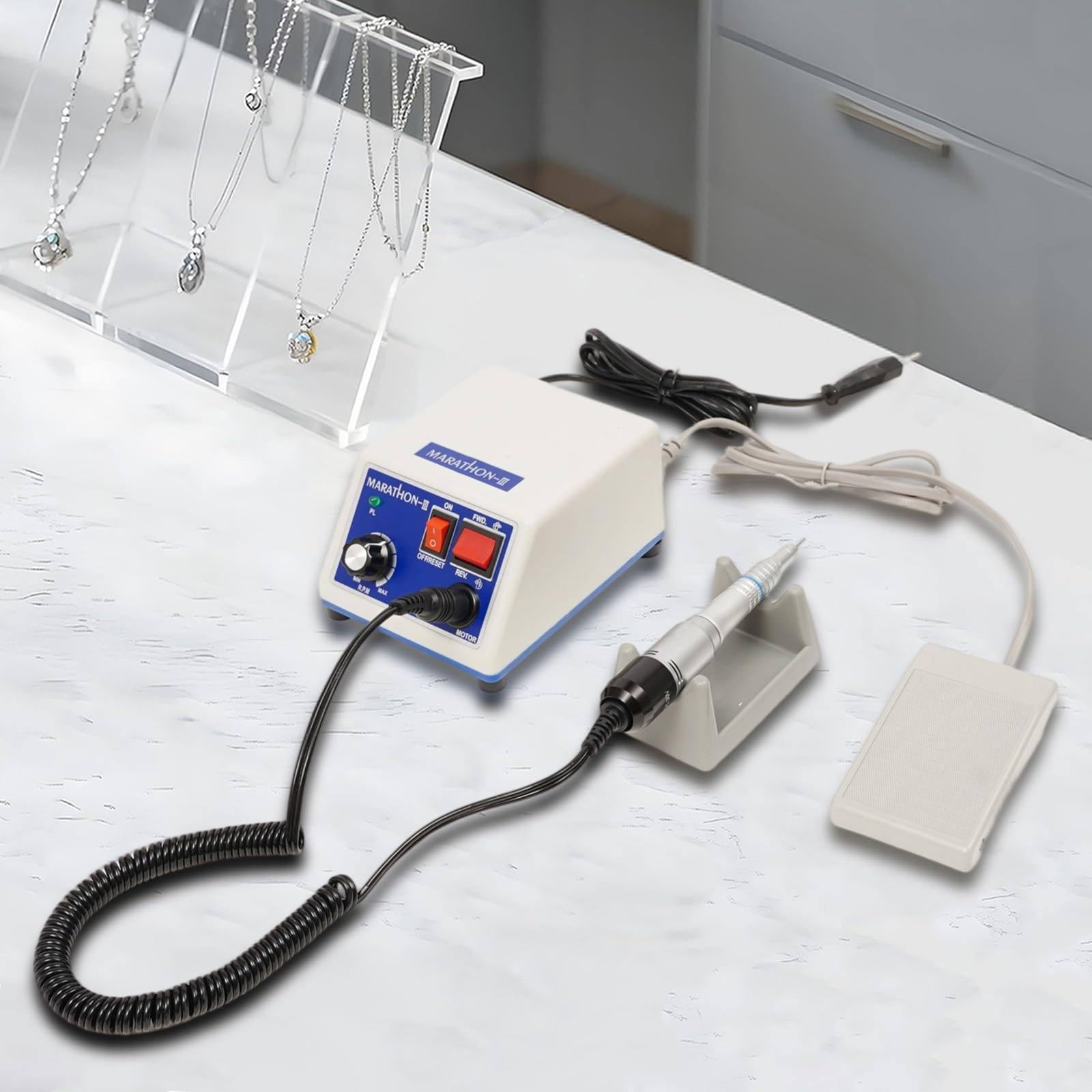 35.000 U/Min Dental-Mikromotor Zum Polieren, Labor-Schmuckpoliermaschine Mit Zwei Polierköpfen, Elektrische Mikromotor-Maschine, Für Dentallabore Und Zahnkliniken