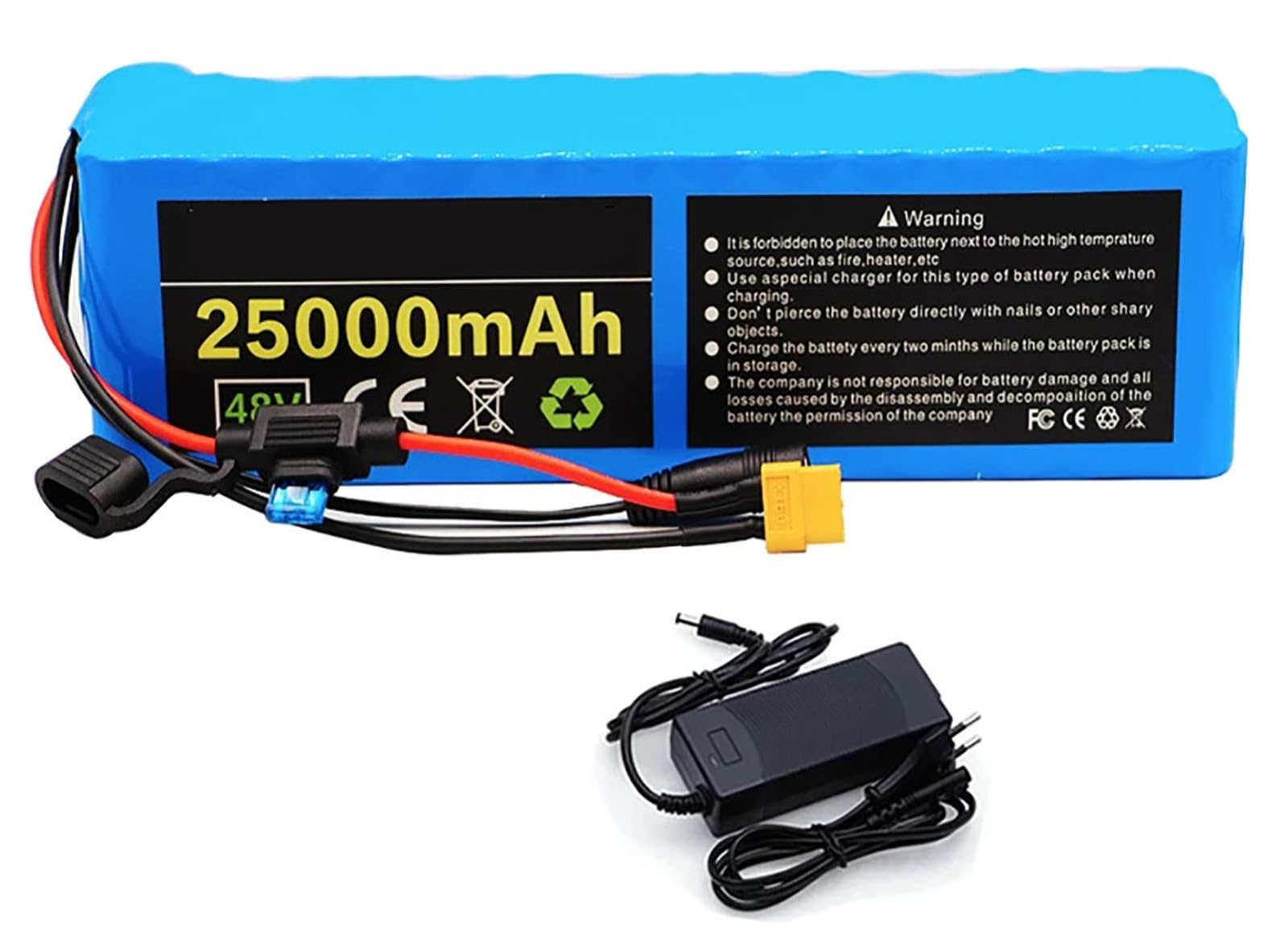 48V 25Ah Elektrofahrrad Batterie Wasserdichter PVC-Akku 48V 13S3P E-Bike Akku Eingebauter BMS Mit Ladegerät Für 200W 350W 500W 800W 1000W Motor