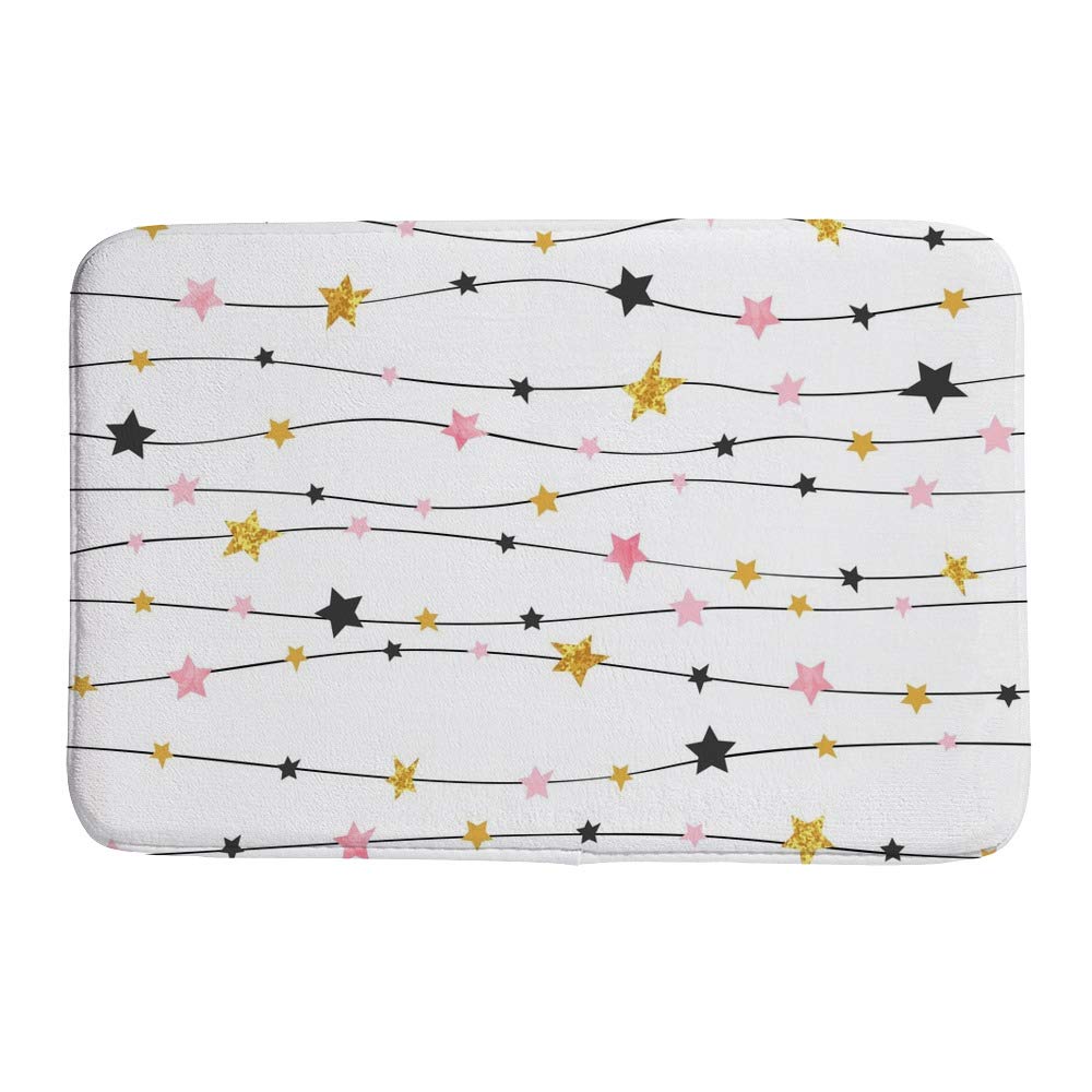 Paillasson lavable en velours corail 36x24 grand confort motif étoiles