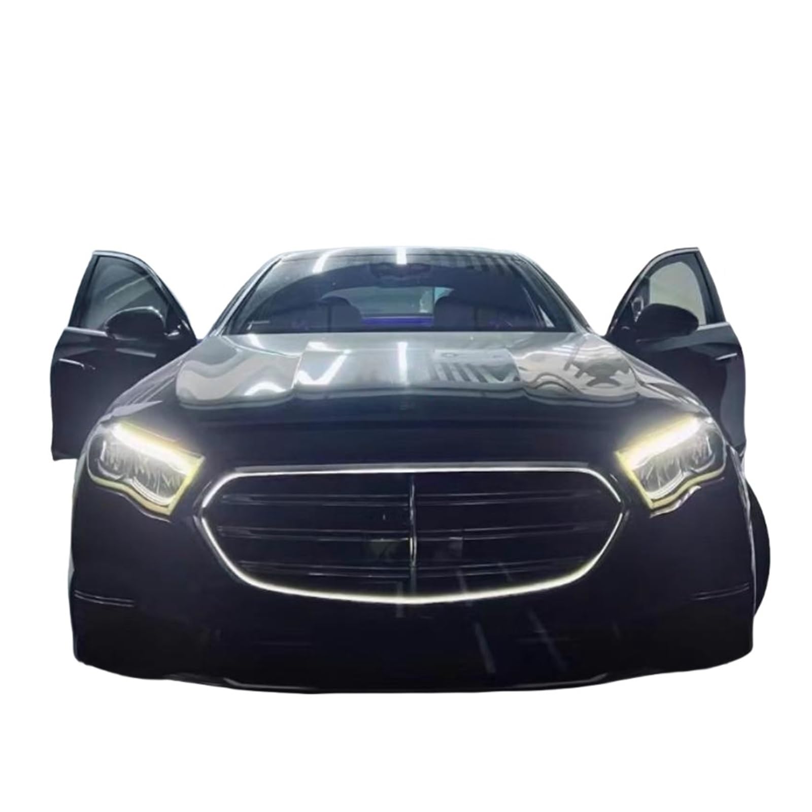 Grille Compatible With Benz E-Class W214 E260L E300L 2024 Modified With Light Mask Radiator Net Body Kit Car Accessories(Grille And Light)