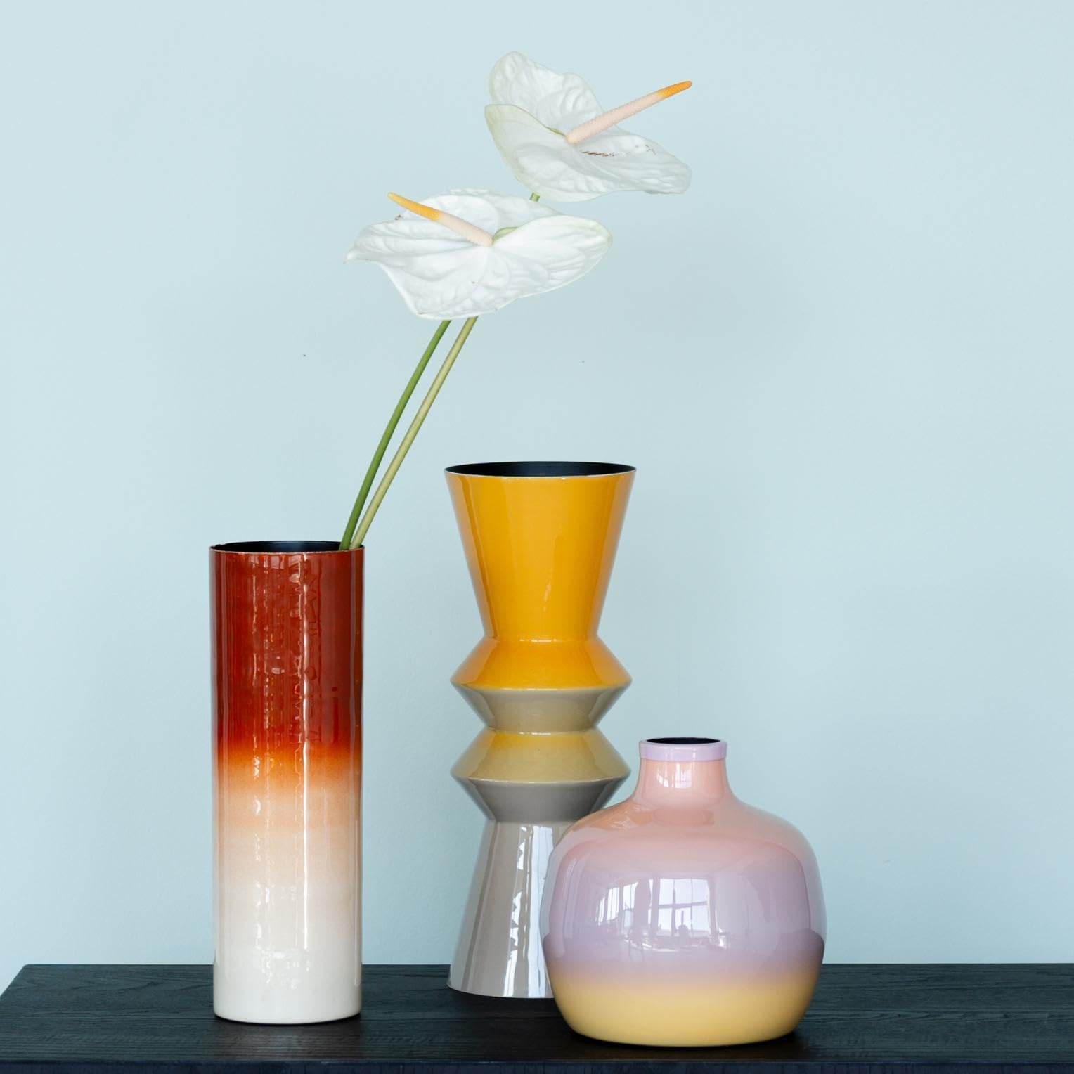 Kare Design Vase RICI Swing, Gelb, 35cm Höhe, Blumenvase, Dekorationsvase, Gefäß für Blumen, Tischvase, Wohnzimmer