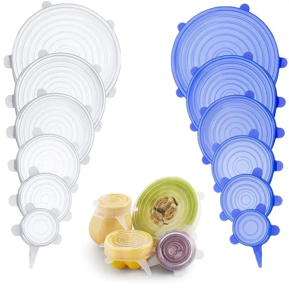 Tapas de Silicona EláSticas,12 unidades Elástica Tapa Silicona,Tapas Silicona Cocina,Tapas Silicona Ajustables,Tapas Silicona Ajustables Cocina