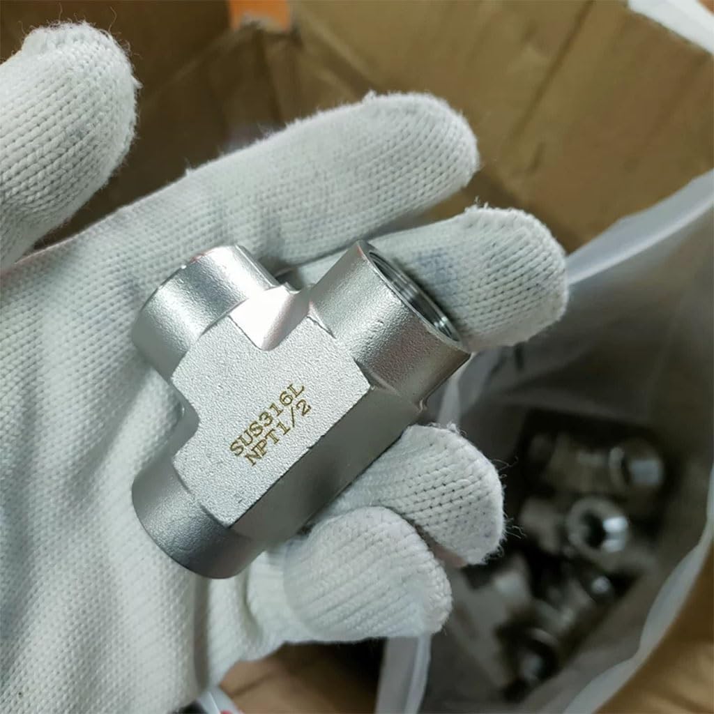 Connettore a T ad alta pressione in acciaio inossidabile 316L, 1/8" 1/4" 3/8" 1/2" NPT, raccordo for tubo forgiato a 3 vie(1/2inch)