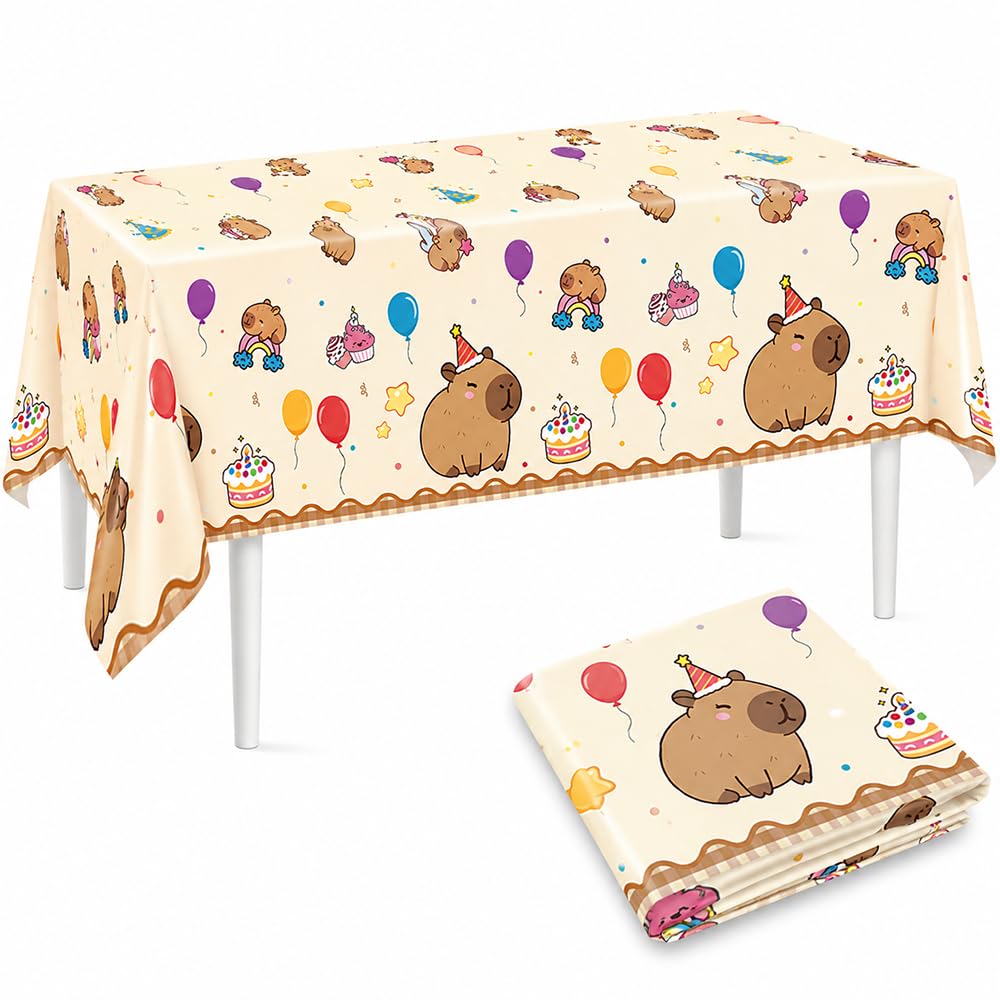 lunictto Capybara Birthday Tablecloth 2 Pack for party Decorations