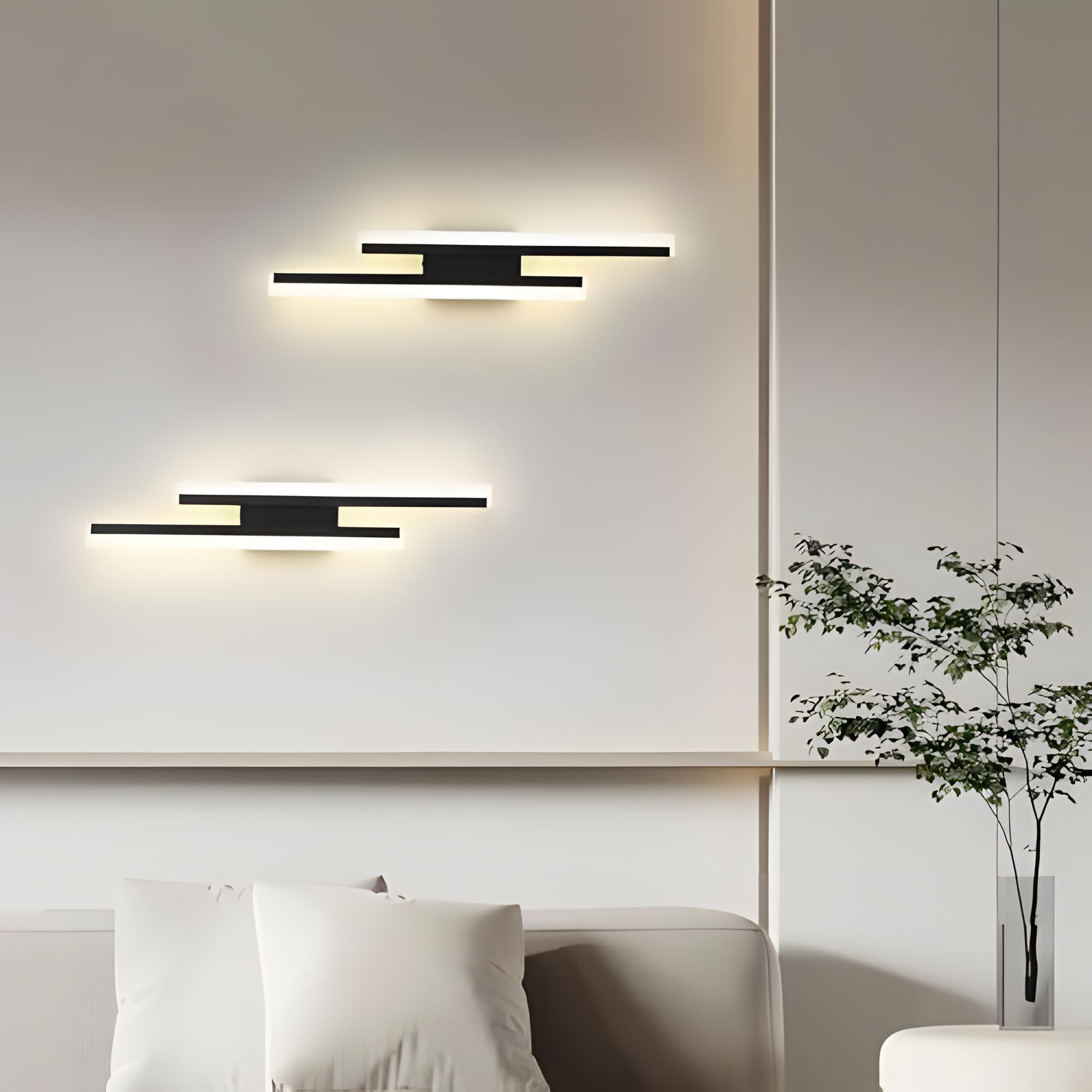 Lampa ścienna LED Comely 16W, 3 tryby ściemniania lampy ściennej LED, 3000/4000K/6500K Czarna lampa ścienna do sypialni, salonu, schodów, przedpokoju