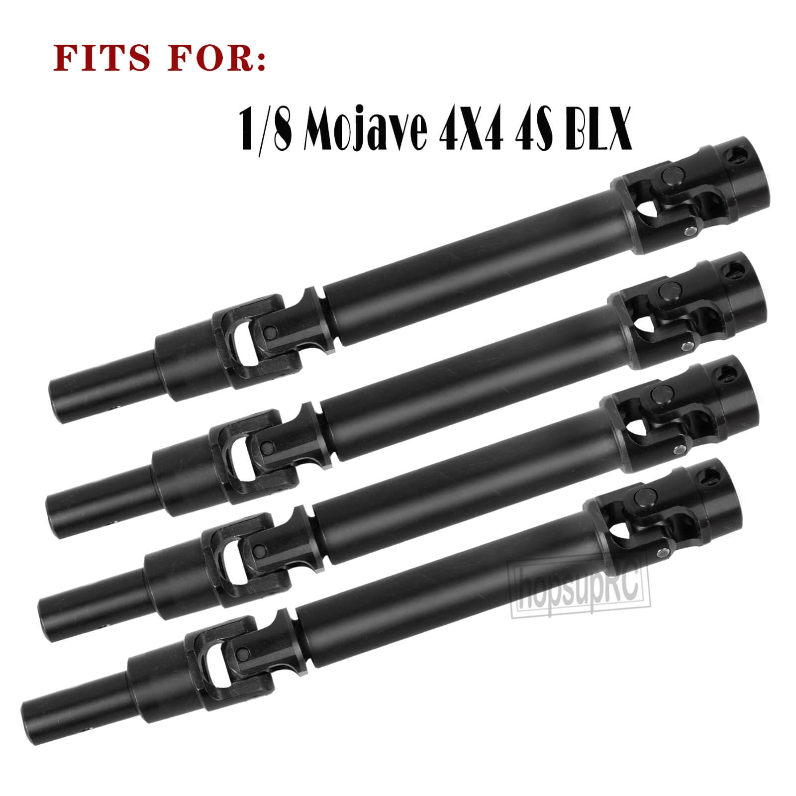 hopsupRC #45 Steel Drive Shaft CVD Upgrades Part for 1/8 Mojave 4X4 4S BLX RC Car,Stainless Front Rear Driveshaft Axles Hops up,4PCS Black
