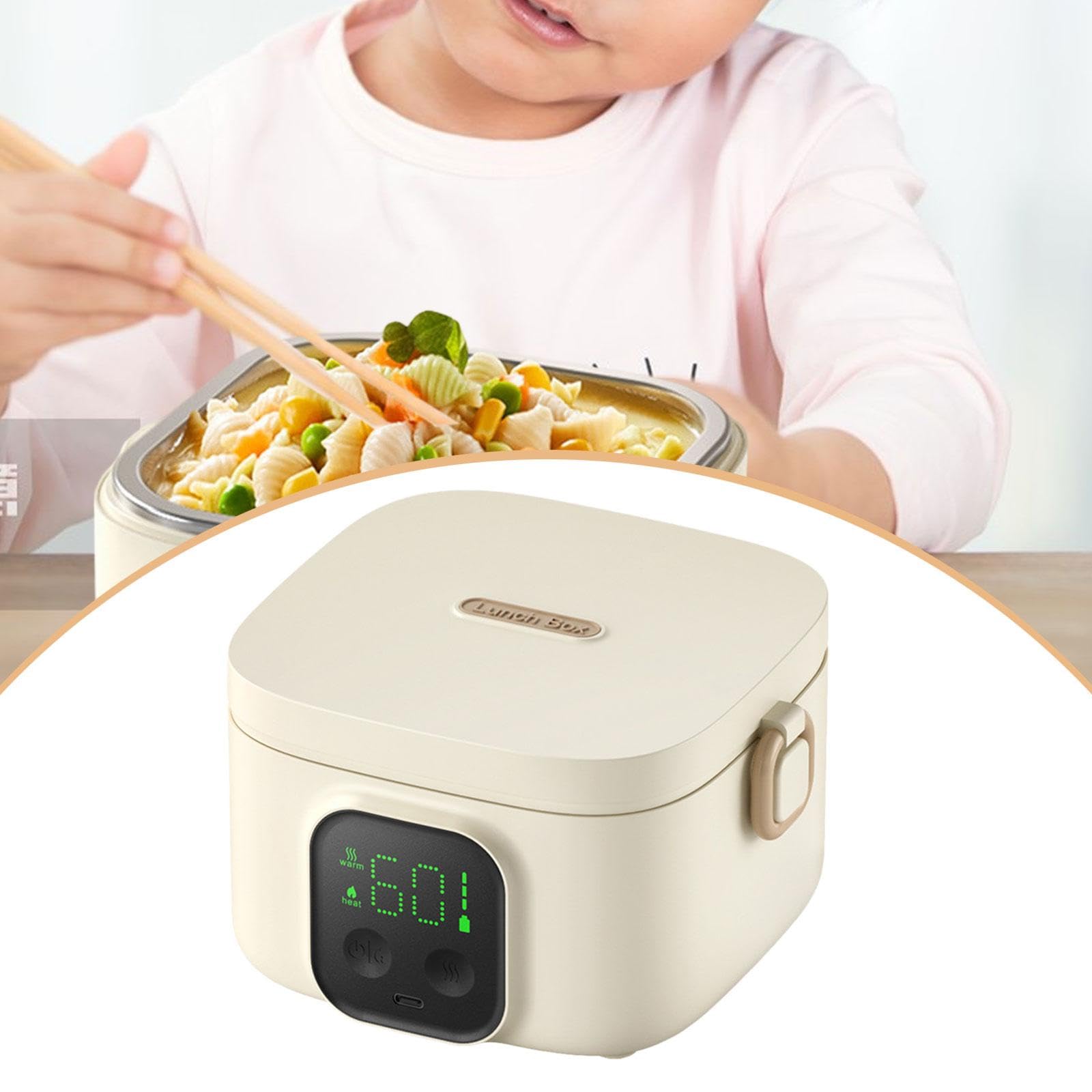 predolo Elektrische Lunchbox, tragbar, multifunktional, 500 ml, kabellos, thermostatgesteuerter Schüsselbehälter mit Warmhaltefunktion für Babynahrung, ideal