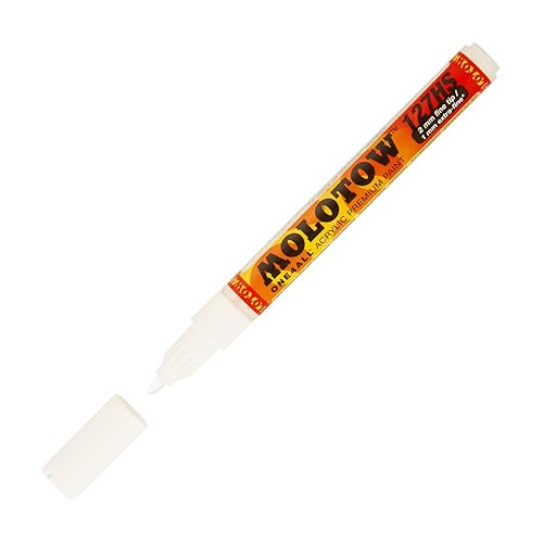 MOLOTOW One4All Acrylic Paint Markers, 2mm, White - M127211 - Paint Marker - 2mm - 160 - Signal White