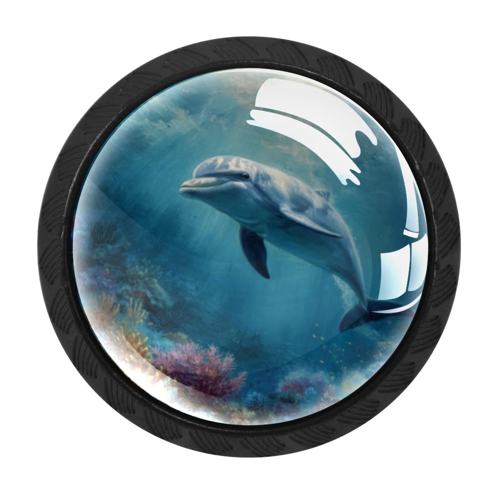 CHENZZZZ 4 Pack Cabinet Pulls Dolphin Under the Sea Kitchen Drawer Pulls Cabinet Handles