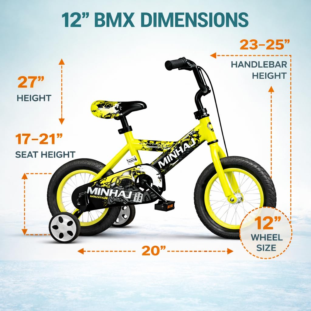 Minhaj Sport 12 BMX Bicycle, 12-Inch Wheels, Yellow Blue Red Pink