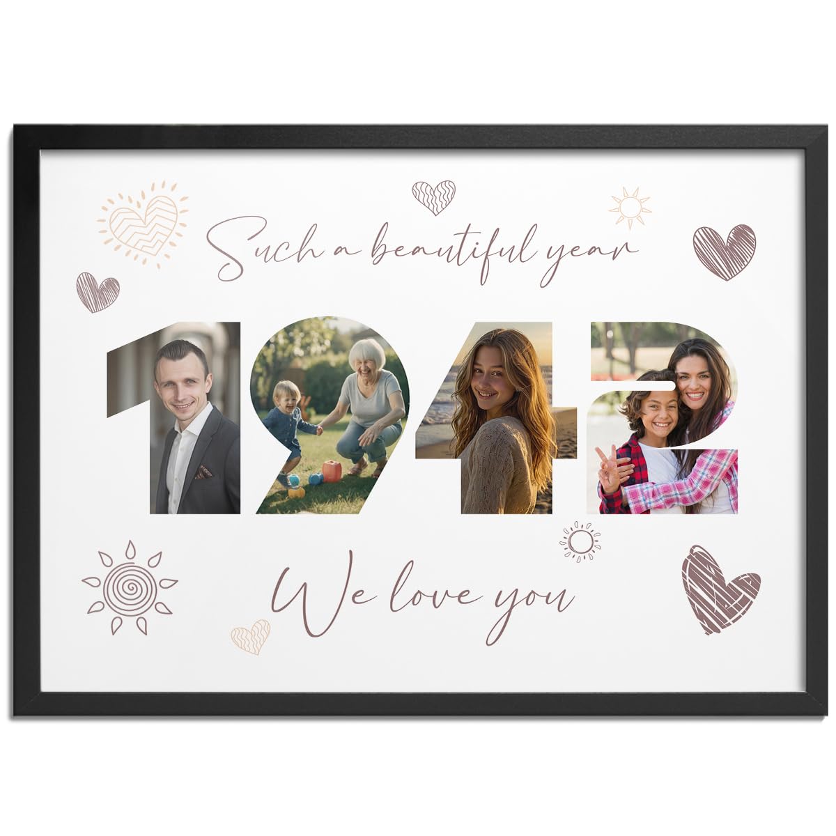 Pictalia - Personalized Frame 83rd Birthday, Gift for Grandpa, Grandma, Year 1942, Grandfather, Grandmother, Photo Frame Mom, Dad, Woman, Man, Family, Friends, Gift for Wedding Anniversary, Meeting