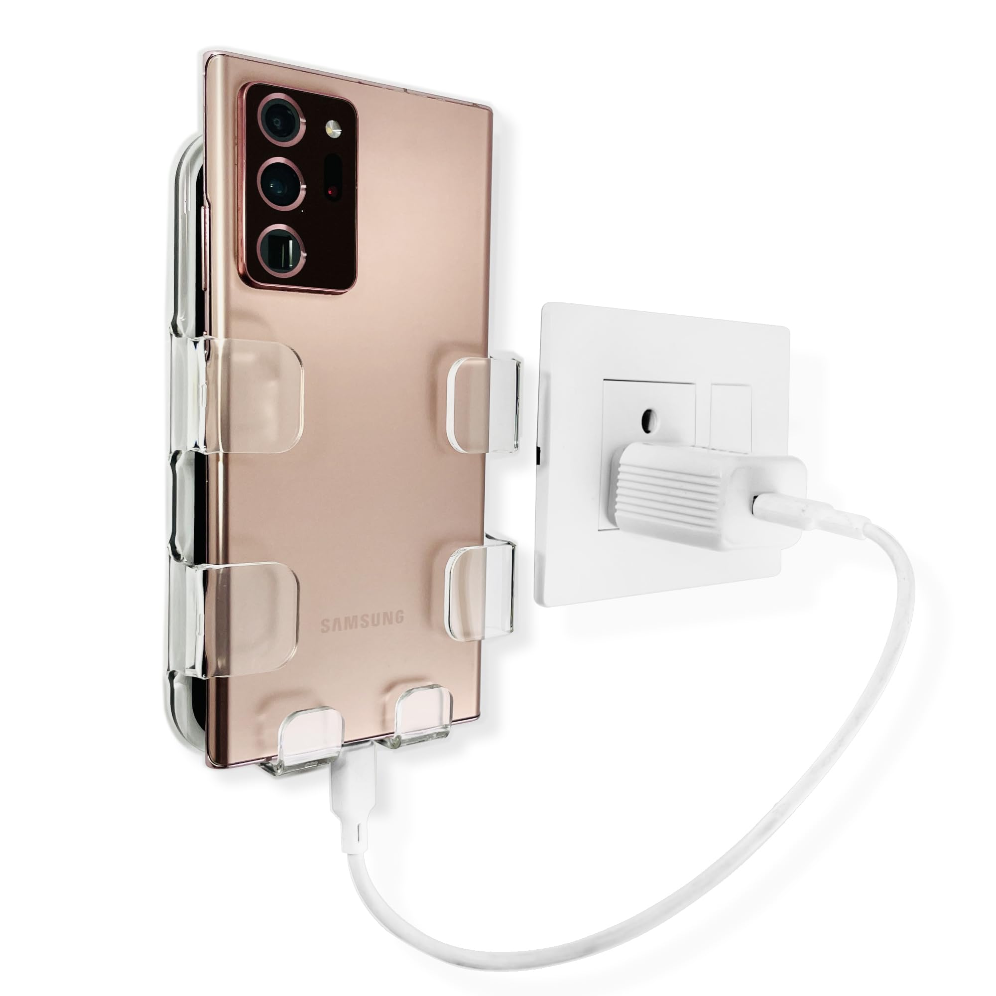 D WRAPS Wall Mounted Mobile Phone Charging Holder Stand for Bedside, Home & Office – Transparent with Carbon Texture, No Drill Easy Installation, Universal Compatibility, Strong Single-Molded Design-image-14