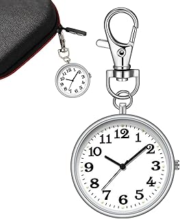 時計キーホルダー、クリップウォッチ - 懐中時計ラウンド クリップオン キー バックル,時計ペンダント、家族、休日、友人のための 絶妙なクリップウォッチバッグチャーム