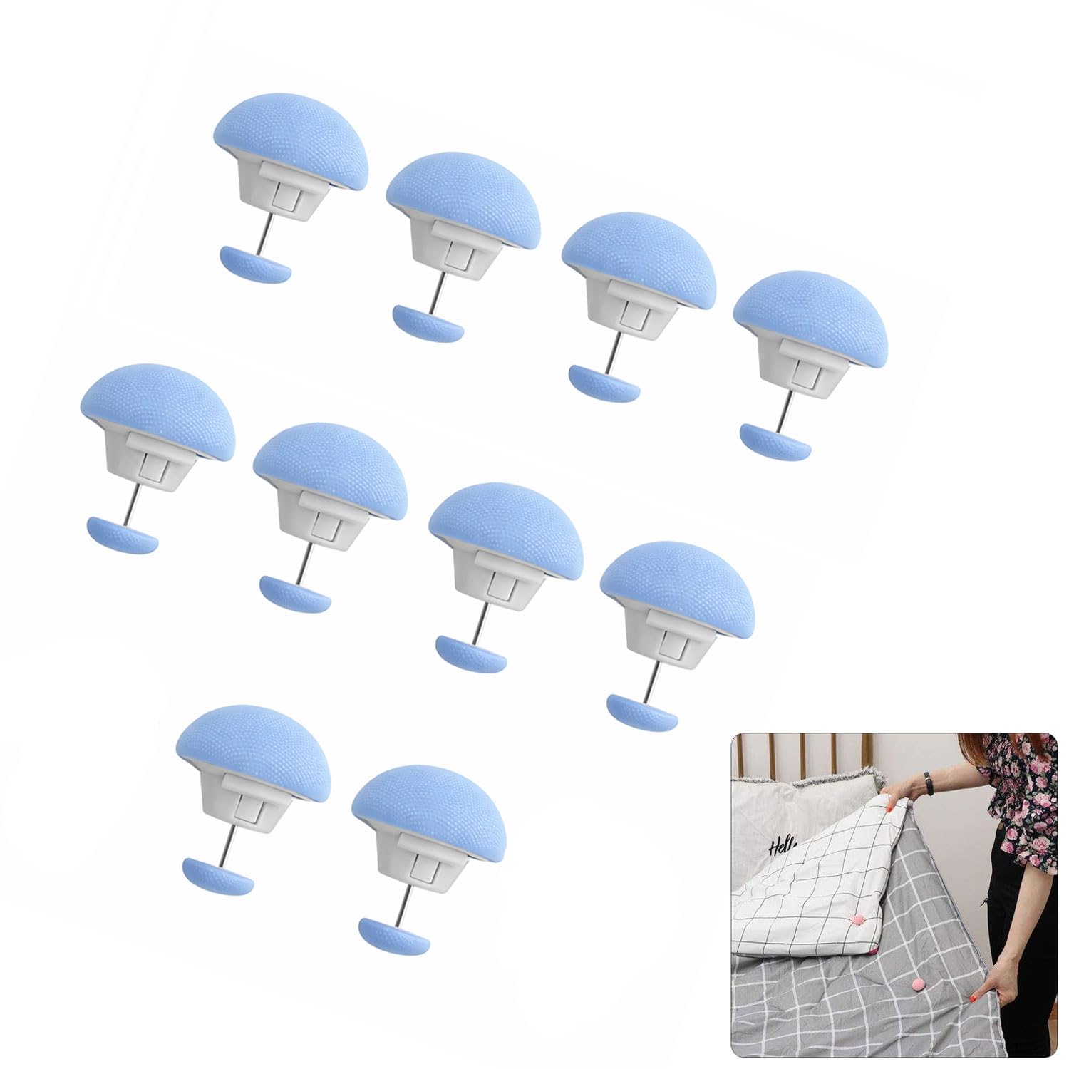 Signamio Quilt Button Fixers - 10 Pcs Set, Blanket Clips for Cover, Blanket Button Clip, Duvet Clip Holder, Secure Hold for Bedsheet, Blanket, Rajai, Ideal for Bedroom Essentials - Blue Color-image-28
