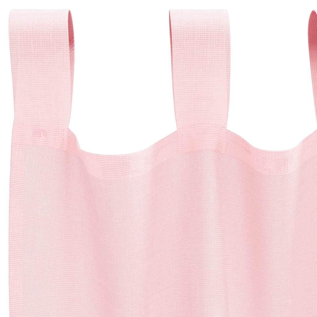 Voile Vorhänge mit Schlaufen 2 Stück Hellrosa 140x260 cm, 100% Polyester Gardinen für Wohnzimmer und Küche, Blickdichte, Waschbare Vorhänge, Schlaufenschal für Gardinenstangen