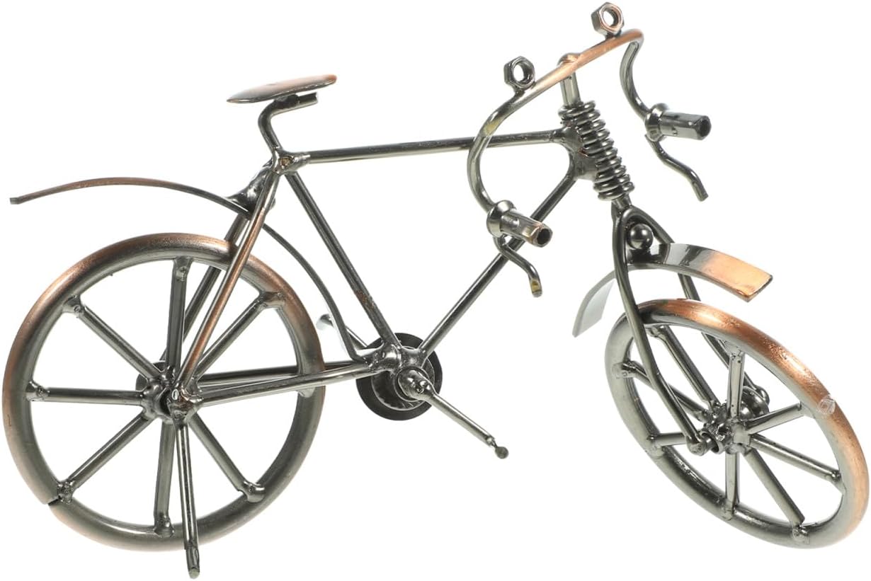 Vintage Model Sculpture Miniature Bike Figurine for Home Office Decor Bike Adornment Retro Craft