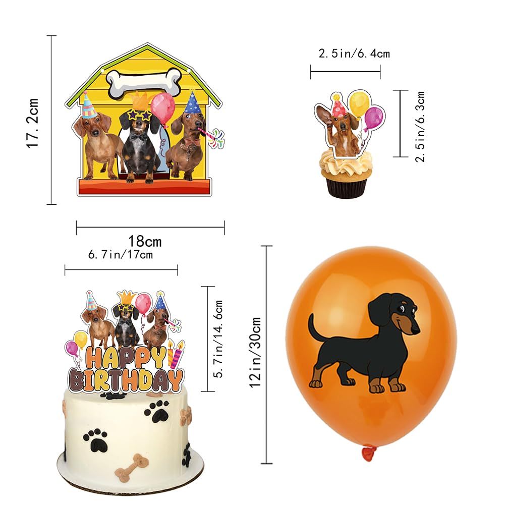Dachshund Party Decorations, Cute Dog Party Decoration, Dachshund Party Supplies Set,Includes Banners, Latex Balloons - Image 3