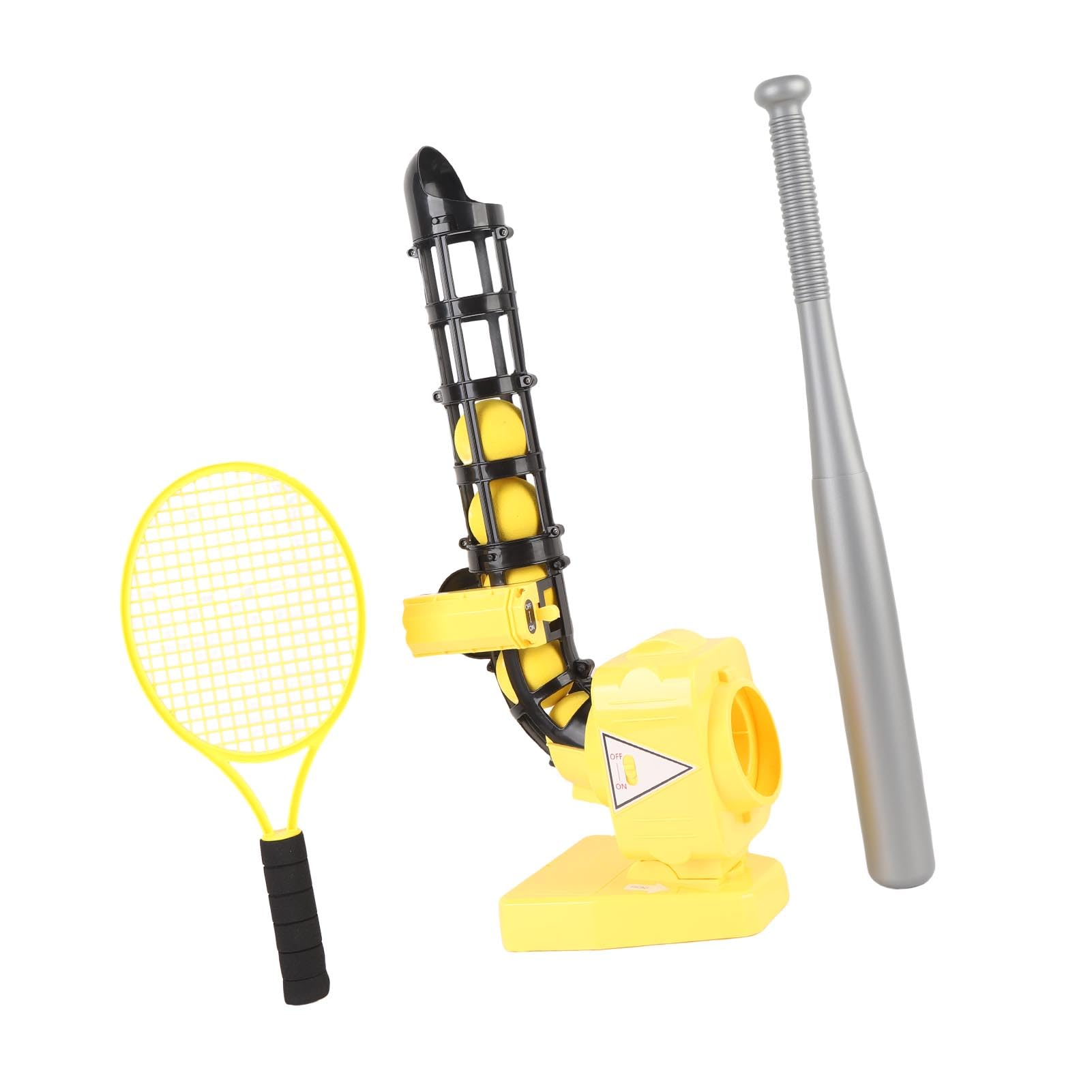 Auto-Baseball-Tennis-Pitcher, 2-in-1 Tragbares Pitching-Maschinen-Set für, Anfänger, Indoor-Outdoor-Sportspiel (Gelb)