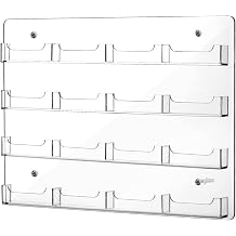 Hillban Acrylic Business Card Holder Wall Mount Clear Sticker Display Rack Multiple Card Holders Clear Acrylic Organizing Sticker Display Stand Pre Drilled16 Pockets