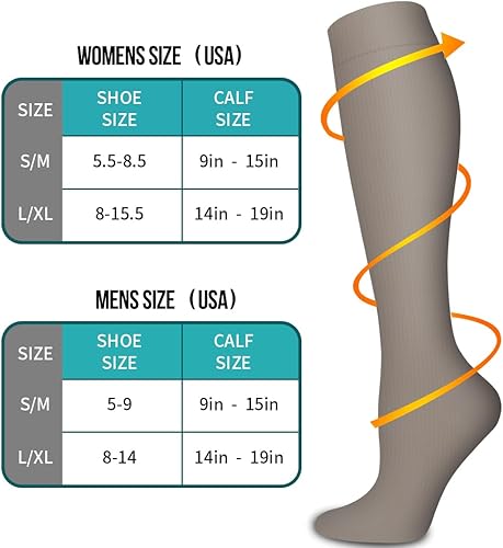 Vista 7 de COOLOVER - 6pares de calcetines de compresión de cobre para mujeres y hombres, soporte para correr, atletismo, enfermería, viajes