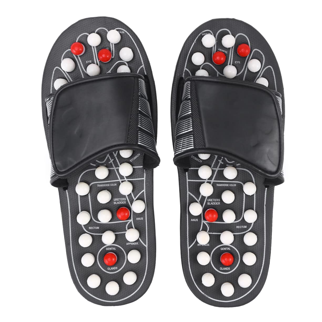 GARVALON Sandalen Für Fußmassage Akupunktur-massageball Für Männer Und Frauen Plantarfasziitis-linderung Tai Chi Gossip-design Größe 42–43