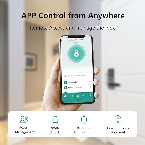 Miniatura 5 de Cerradura inteligente de huellas dactilares con cámara, cerradura de puerta de entrada sin llave para puerta delantera, cerrojo inteligente de video