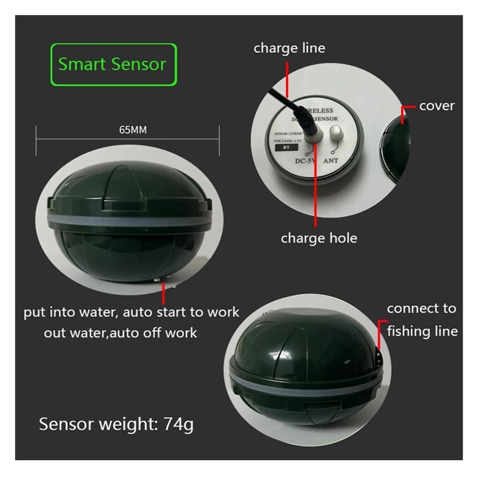 Echolot, Smartphone Fischfinder Sonar Bluetooth Intelligentes Fischvisuelles Angeln