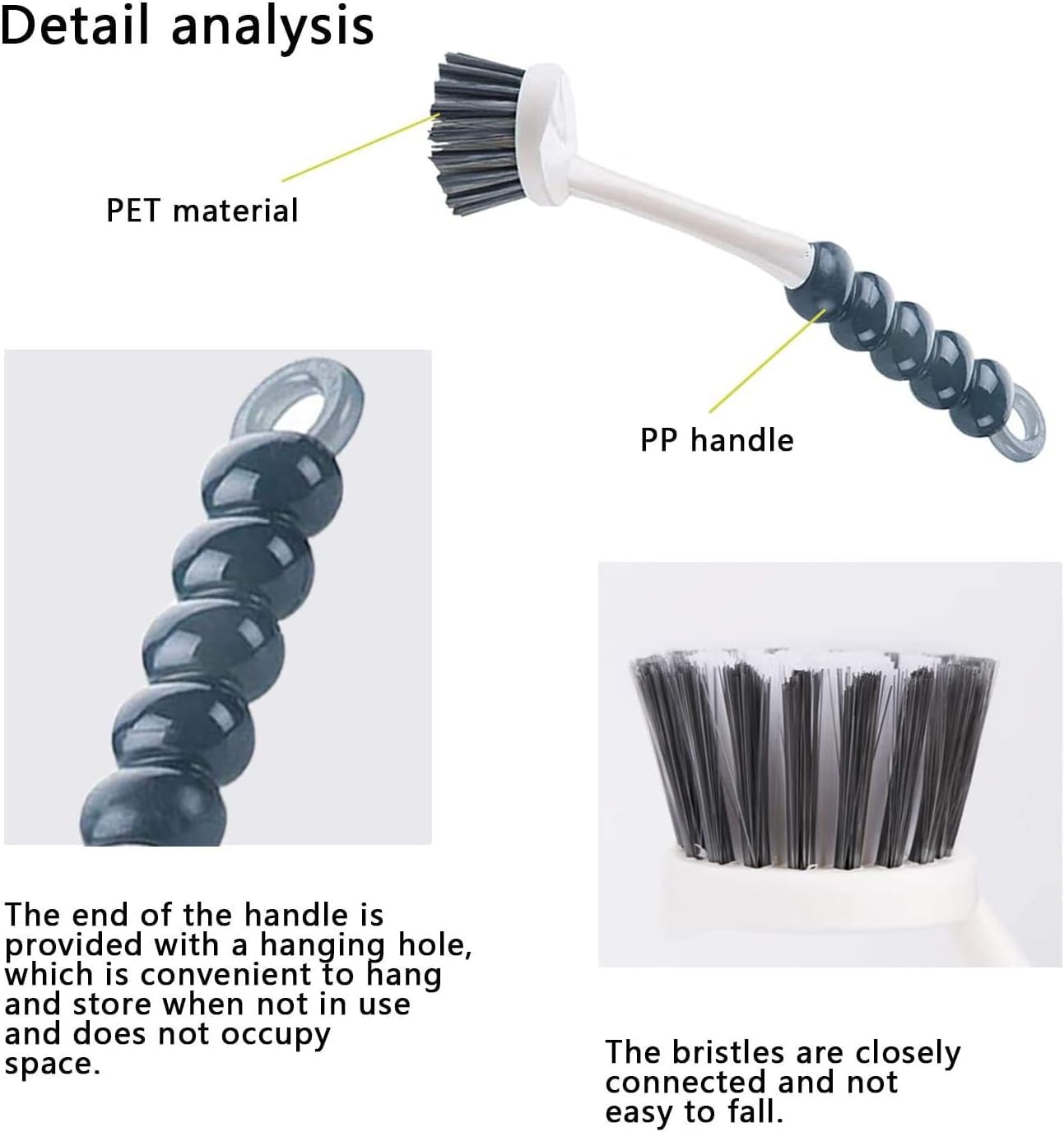 Set di 4 spazzole per la pulizia, per cucina, bagno, piastrelle, scarpe e padelle con impugnatura ergonomica e setole resistenti, colore bianco