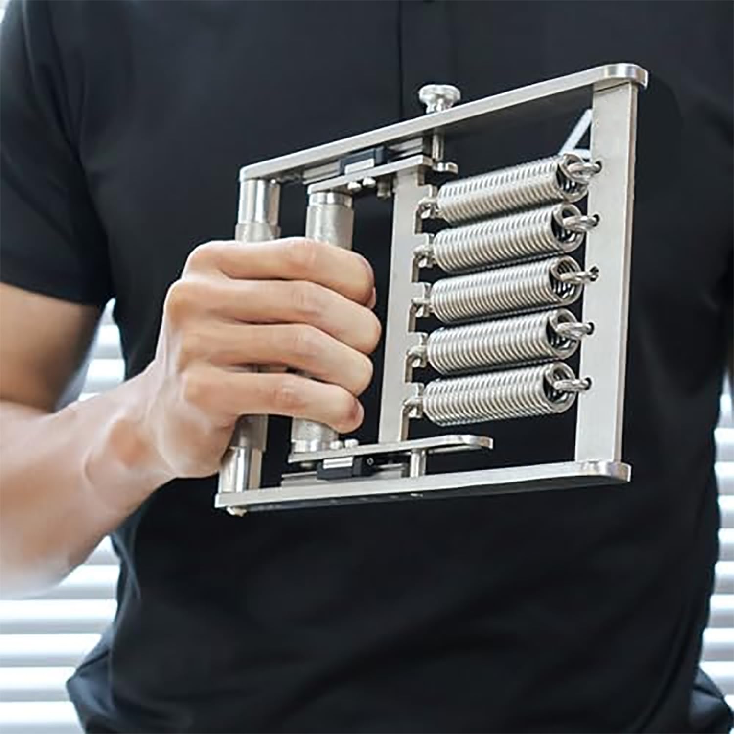 Entrenador De Antebrazos De Acero Inoxidable, Fortalecedor De Agarre Manual con 5 Resortes, Mango Antideslizante, Ancho De Agarre Ajustable En 5 Pasos, para Ejercicios De Desarrollo Muscular