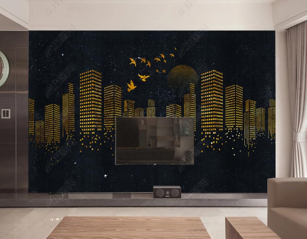 Poster géant mural silhouette bâtiment au design architectural épuré