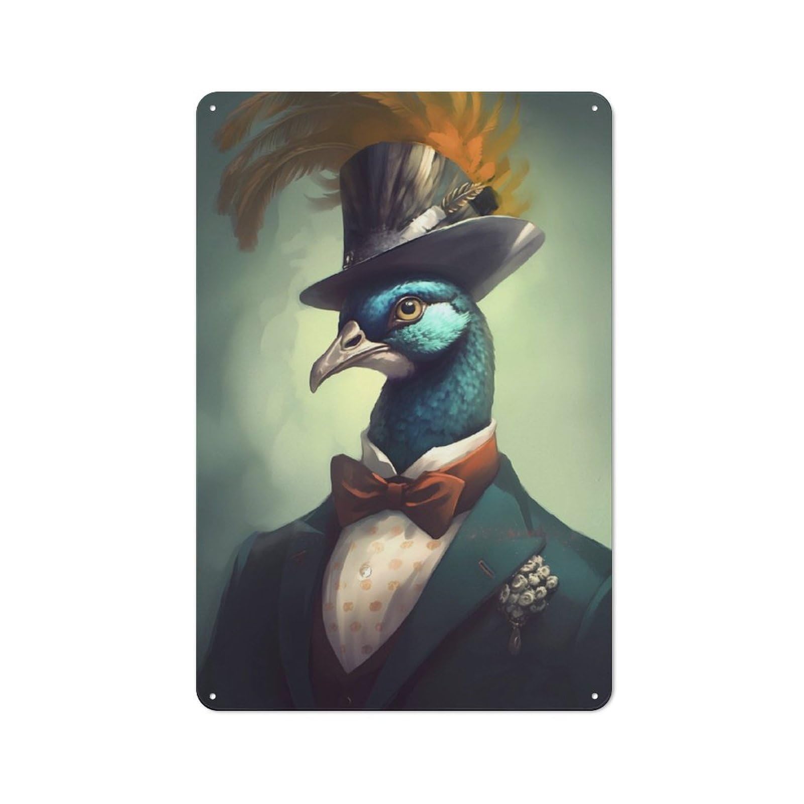 Junmoney Peacock Fairyland Tin Wall Plaque 30X20cm With For Bar Or Restaurant, Suited To Bar Decor Enthusiasts