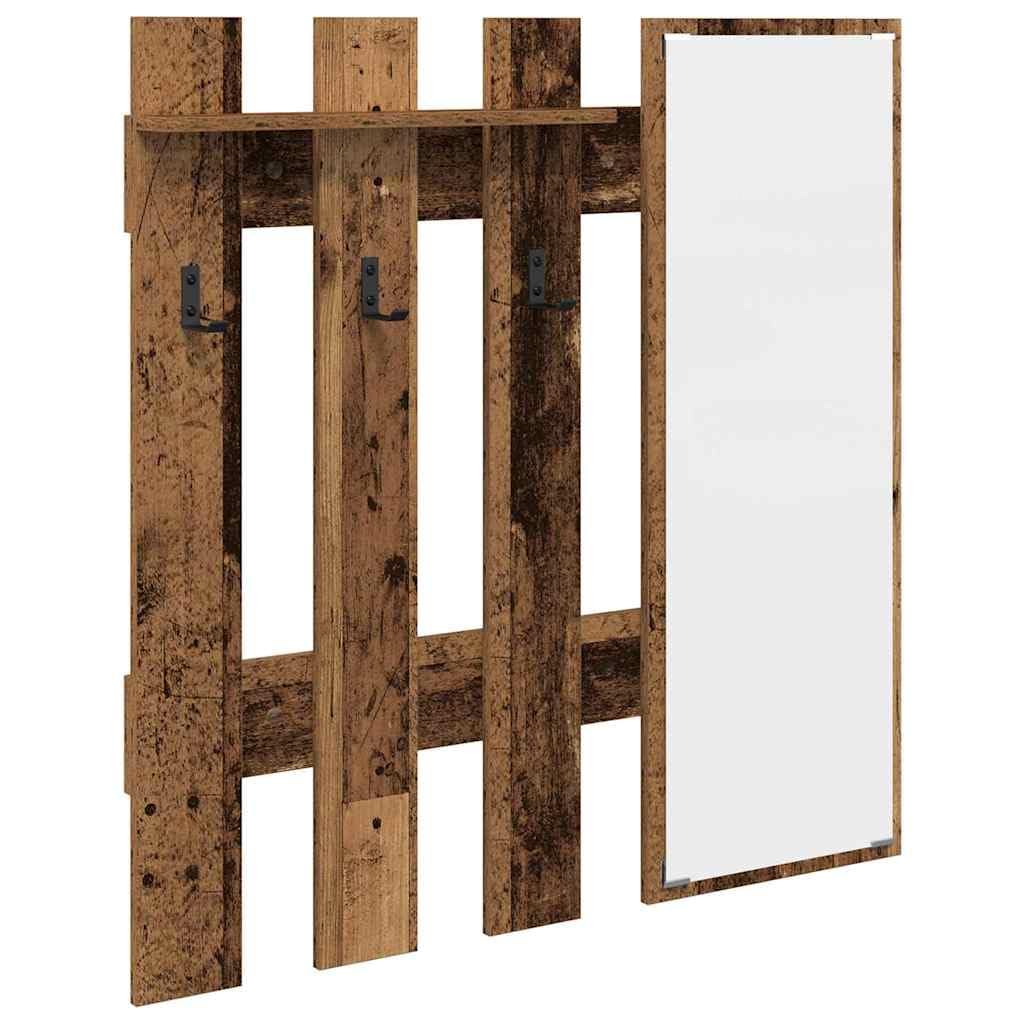 Wandmontierter Garderobenständer aus Holzwerkstoff in Altes Holz - Modernes Design, Robust und Langlebig für Flur, Wohnzimmer und Schlafzimmer