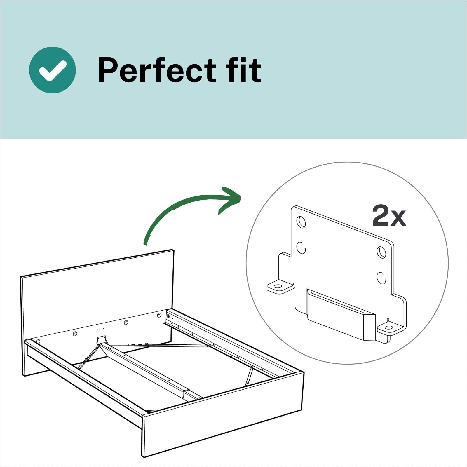 Montageplaat bedbeslag 116791 geschikt als reserveonderdeel voor IKEA MALM BRIMNES bed middenbalk SKORVA (2 stuks 4 schroeven
