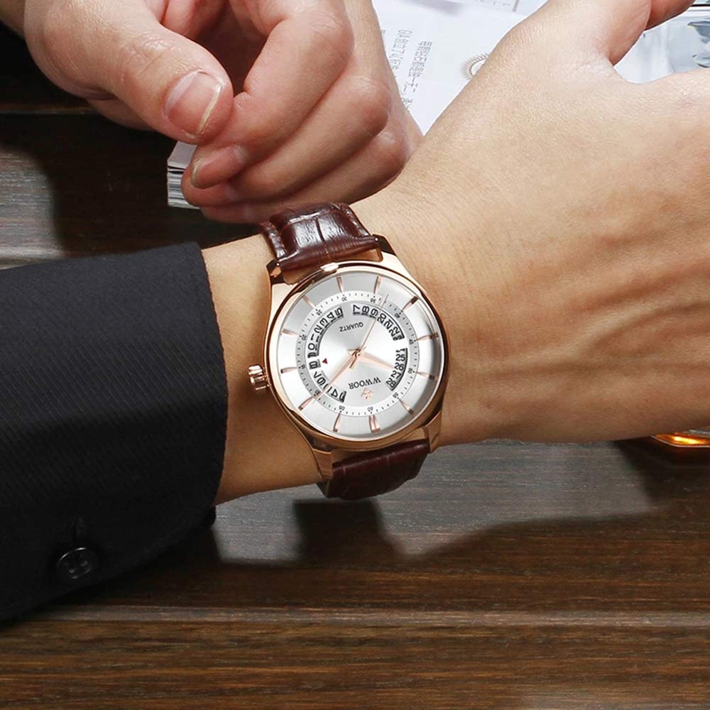 MASTOP Modische Damen-Armbanduhr im schlichten Stil, minimalistisch, japanisches Quarz, 7,3 mm, ultradünne Leder-Armbanduhr