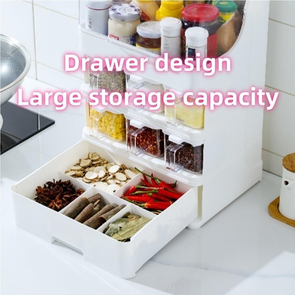 Nizer - Portaspezie multifunzionale con cassetti, in plastica resistente, per cucina e sala da pranzo, 30 x 24,4 x 51,1 cm, soluzione ideale per condimenti e salvaspazio