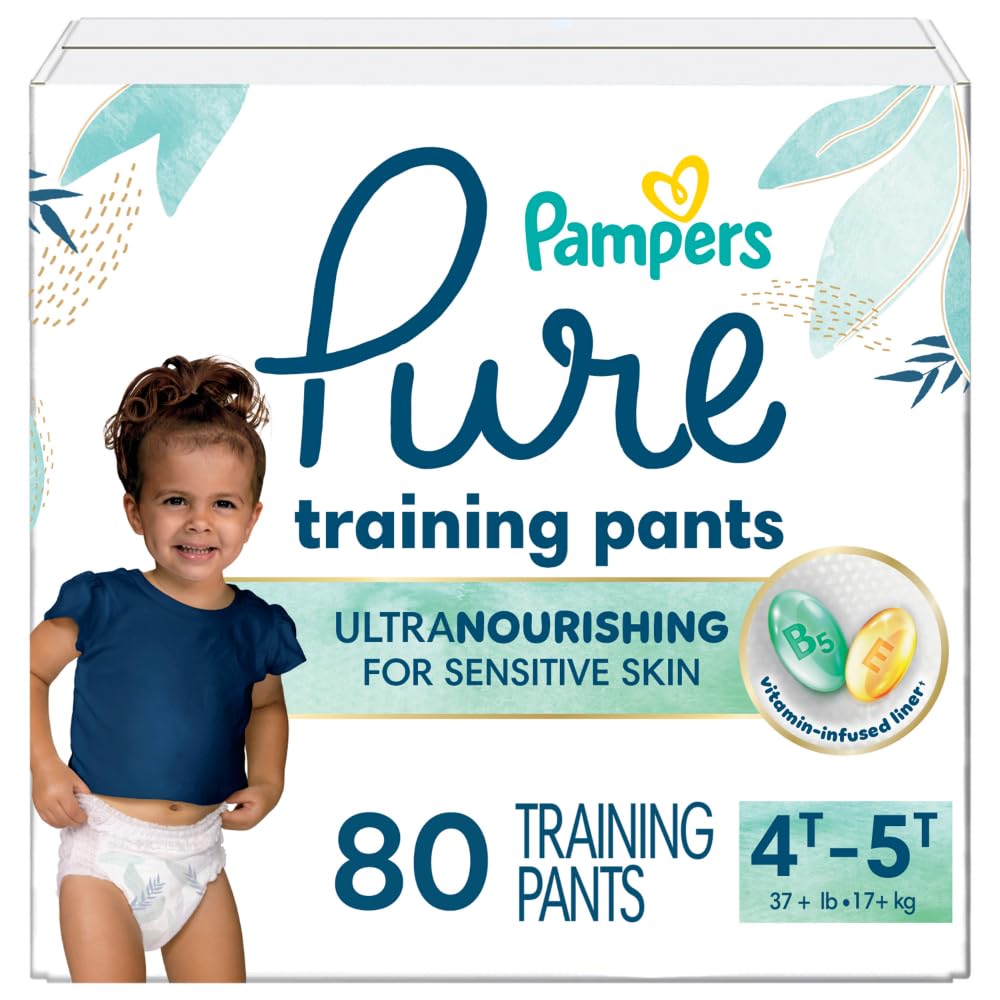 PampersPure Protection Training Underwear, Unisex, Size 4T5T, 80 Count, Premium, Hypoallergenic, Soft, Absorbent